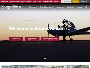 Mount Allison University's official website homepage screenshot