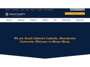 Mount Marty University's official website homepage screenshot