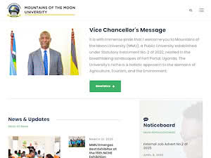 Mountains of the Moon University's official website homepage screenshot