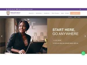Mountcrest University College's official website homepage screenshot