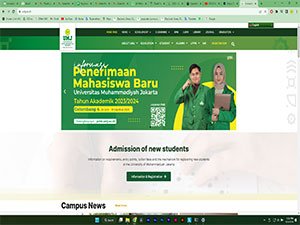 Muhammadiyah University of Jakarta's official website homepage screenshot