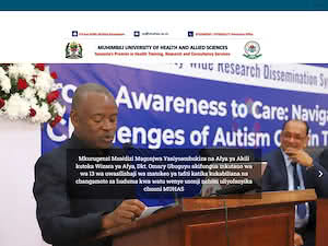 Muhimbili University of Health and Allied Sciences's official website homepage screenshot