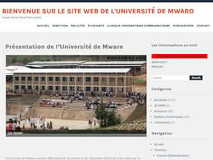 Mwaro University's official website homepage screenshot