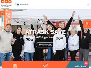 Mykolo Romerio universiteto Sūduvos akademija's official website homepage screenshot