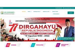 Nahdlatul Ulama University of Purwokerto's official website homepage screenshot