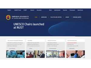 Namibia University of Science and Technology's official website homepage screenshot