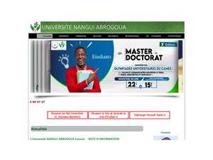 Nangui Abrogoua University's official website homepage screenshot