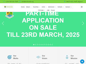 Nasarawa State University's official website homepage screenshot