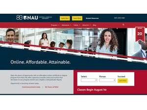 National American University's official website homepage screenshot
