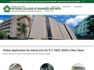 National College of Business and Arts's official website homepage screenshot