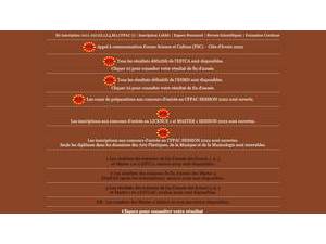 National Higher Institute of Arts and Cultural Action's official website homepage screenshot