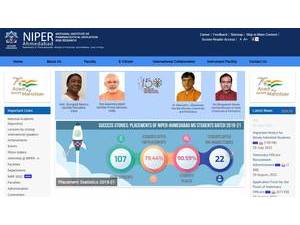 National Institute of Pharmaceutical Education and Research, Ahmedabad's official website homepage screenshot