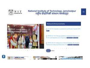 National Institute of Technology, Jamshedpur's official website homepage screenshot