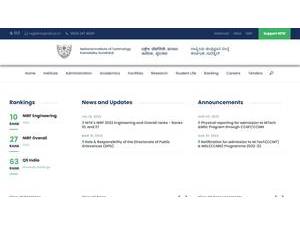 National Institute of Technology, Karnataka's official website homepage screenshot