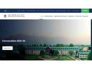 National Institute of Technology, Srinagar's official website homepage screenshot