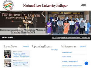 National Law University, Jodhpur's official website homepage screenshot
