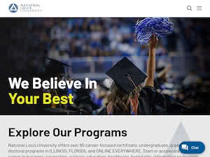 National Louis University's official website homepage screenshot