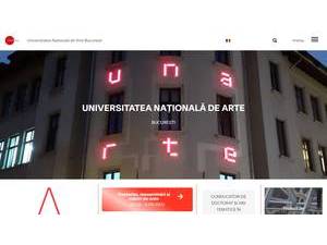 National University of Arts in Bucharest's official website homepage screenshot