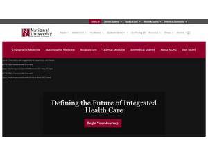 National University of Health Sciences's official website homepage screenshot