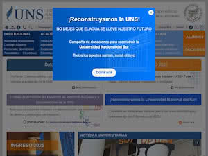 National University of the South's official website homepage screenshot