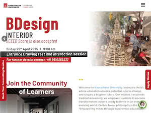 Navrachana University's official website homepage screenshot