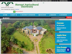 Navsari Agricultural University's official website homepage screenshot