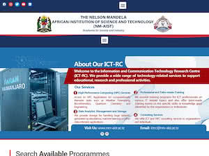 Nelson Mandela African Institution of Science and Technology's official website homepage screenshot