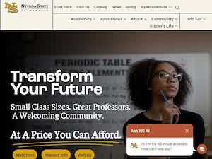 Nevada State University's official website homepage screenshot