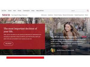 New England College of Optometry's official website homepage screenshot