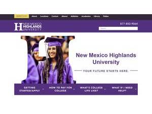 New Mexico Highlands University's official website homepage screenshot