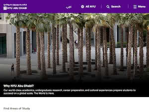 New York University Abu Dhabi's official website homepage screenshot