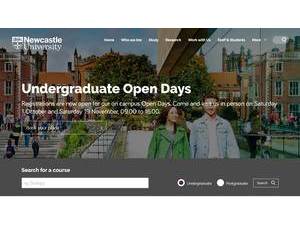 Newcastle University's official website homepage screenshot