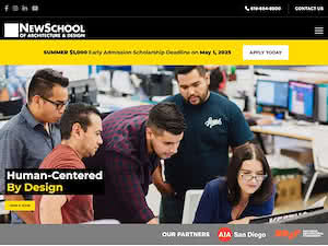 NewSchool of Architecture and Design's official website homepage screenshot