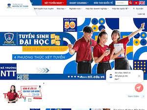 Nguyen Tat Thanh University's official website homepage screenshot