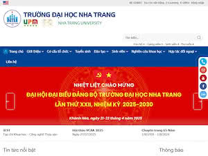 Nha Trang University's official website homepage screenshot