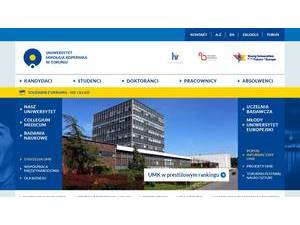 Nicolaus Copernicus University in Toruń's official website homepage screenshot