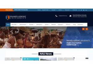 Nnamdi Azikiwe University's official website homepage screenshot