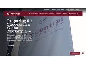 North Carolina Central University's official website homepage screenshot