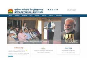 North Eastern Hill University's official website homepage screenshot