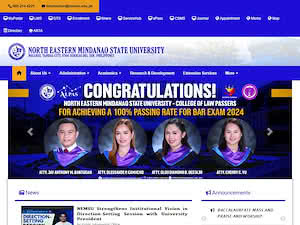 North Eastern Mindanao State University's official website homepage screenshot