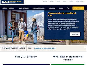 Northern Arizona University's official website homepage screenshot