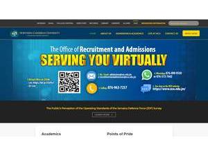 Northern Caribbean University's official website homepage screenshot