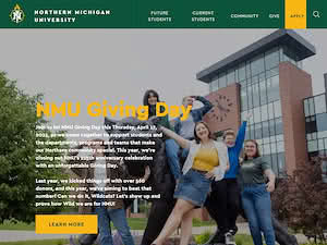 Northern Michigan University's official website homepage screenshot