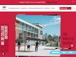 Northwest Nazarene University's official website homepage screenshot