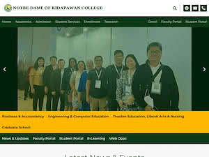 Notre Dame of Kidapawan College's official website homepage screenshot