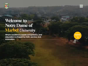 Notre Dame of Marbel University's official website homepage screenshot