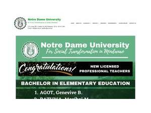Notre Dame University's official website homepage screenshot