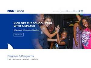 Nova Southeastern University's official website homepage screenshot
