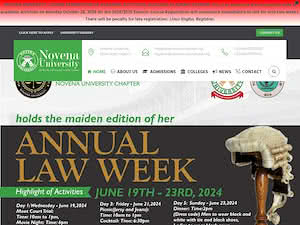Novena University's official website homepage screenshot