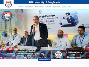 N.P.I. University of Bangladesh's official website homepage screenshot